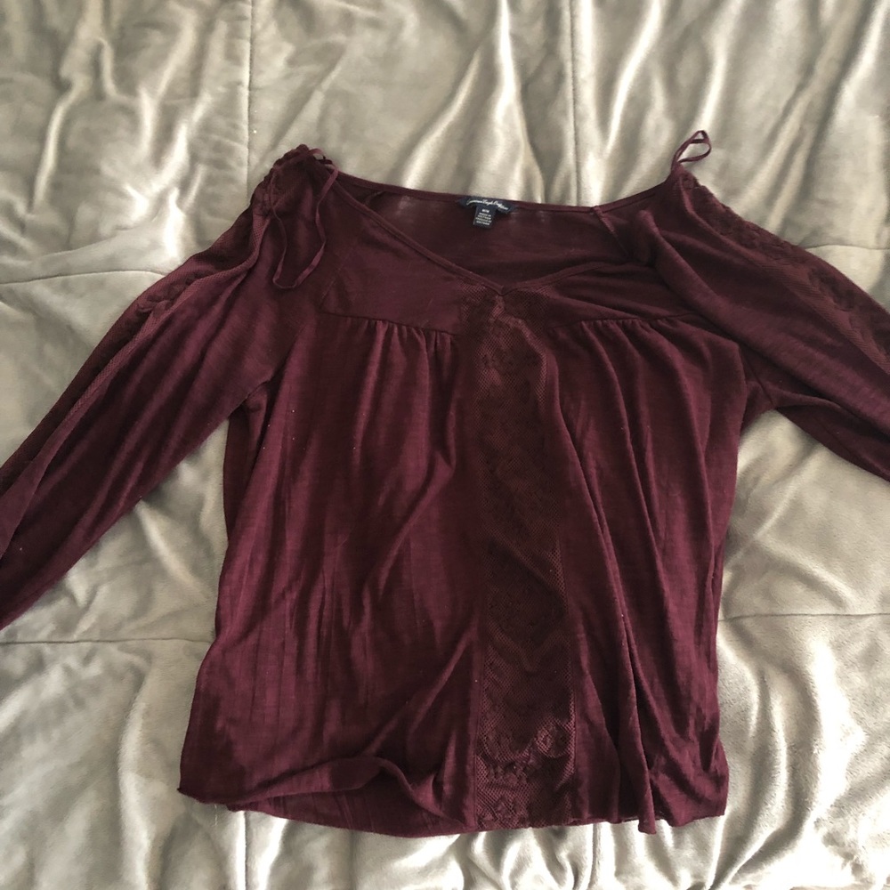 Burgundy lace shirt